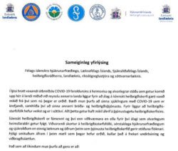 Sameiginleg yfirlýsing vegna COVID-19